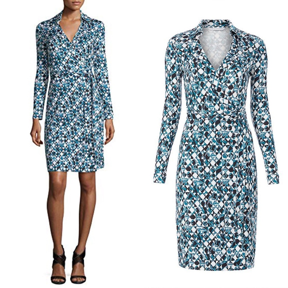 DVF New Jeanne Two Wrap Silk Dress Size 4 - Picture 5 of 7